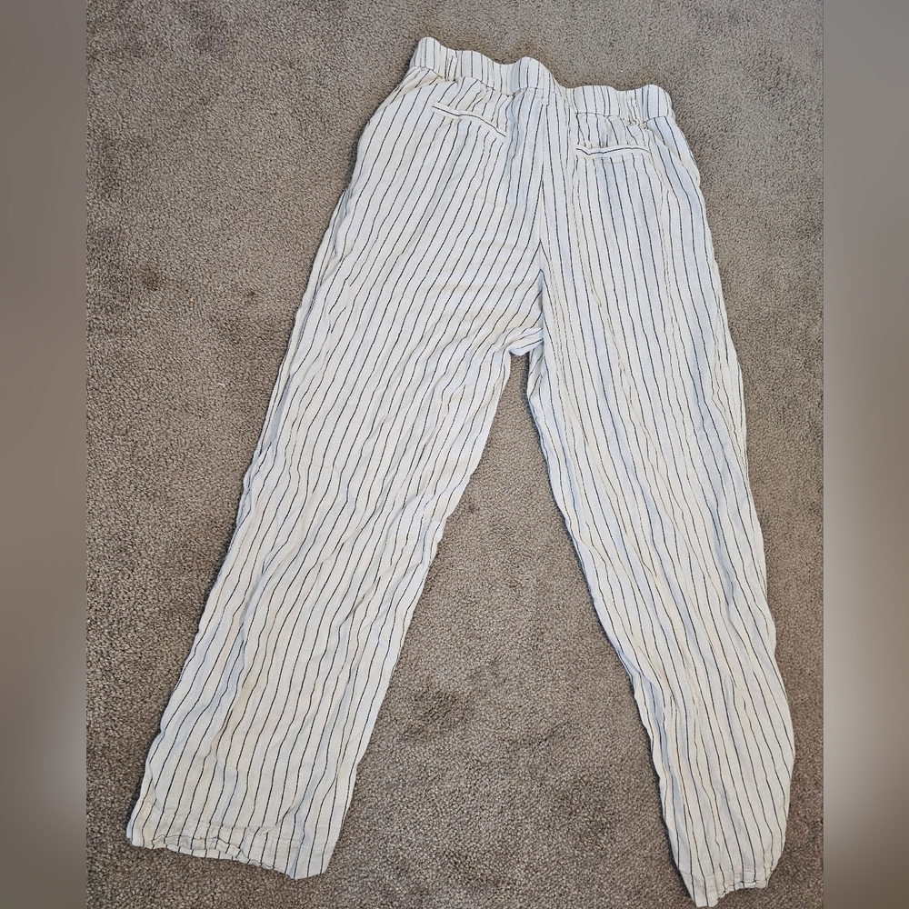 A New Day White and Black Striped Top